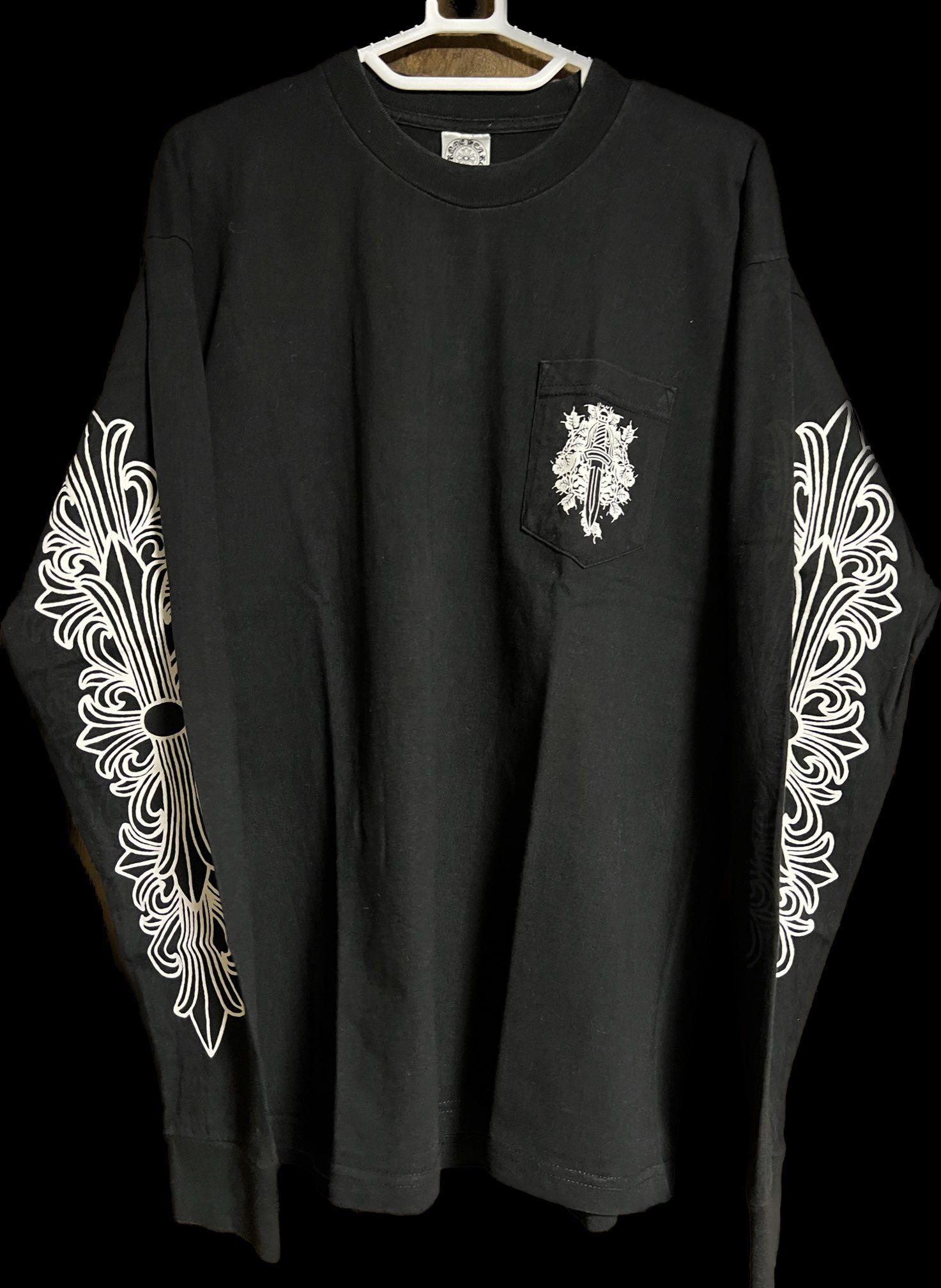 Chrome Hearts Neck Logo Floral Cross L/S T-Shirt "Black"