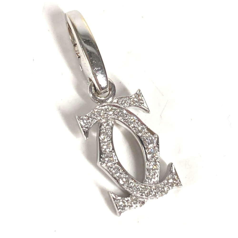 カルティエ CARTIER 2C チャーム 750 ダイヤモンド ダイヤ K18 金 18K アクセサリー ジュエリー ネックレス ペンダントトップ WG750 シルバー 美品