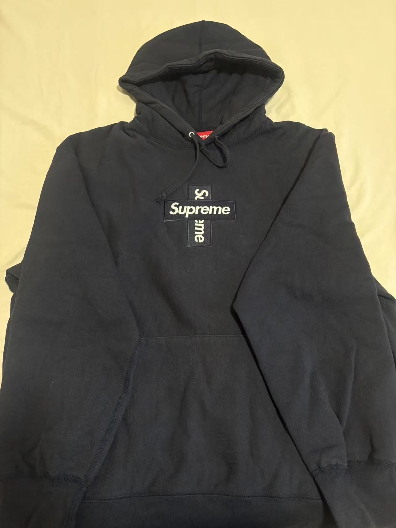 Supreme Cross Box Logo Hooded Sweatshirt "Navy"