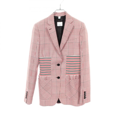 バーバリー BURBERRY チェック柄 テーラードジャケット 衣料品 アウター ウール レディース レッド系 / ホワイト系 / ブラック系 8037330 【中古】