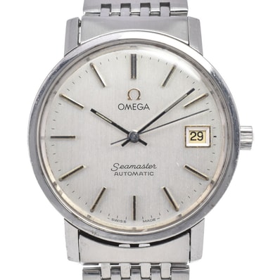 オメガ OMEGA 166.0202 ヴィンテージ シーマスター 35mm デイト Cal.1010 シルバー 自動巻き メンズ 良品 腕時計 N#148166