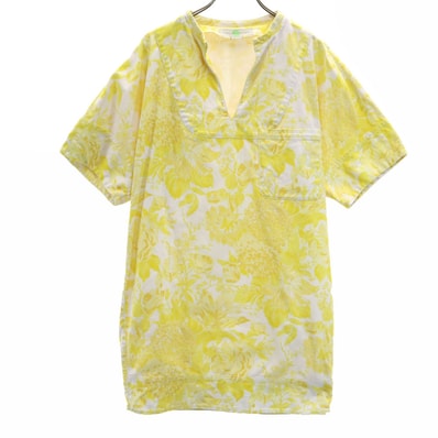 Stella McCartney ステラマッカートニー イタリア製 花柄 半袖 スキッパー ワンピース 36 イエロー
