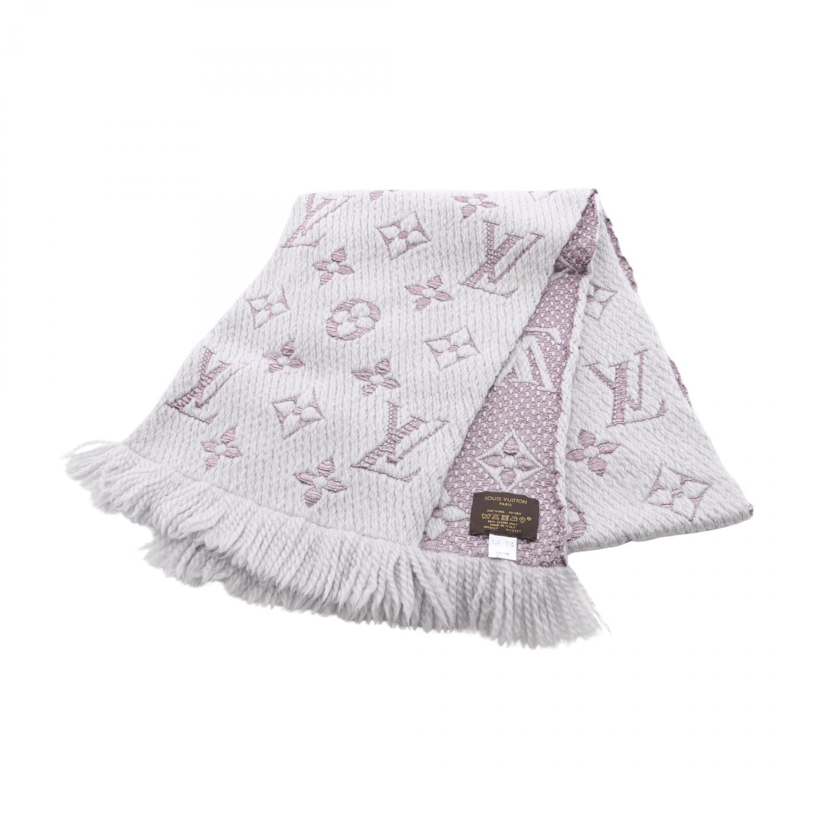 ルイ・ヴィトン LOUIS VUITTON エシャルプ ロゴマニア デュオ マフラー 衣料品 ウール シルク ライラック レディース グレー系 / パープル系 / グリペルル M73121 【中古】