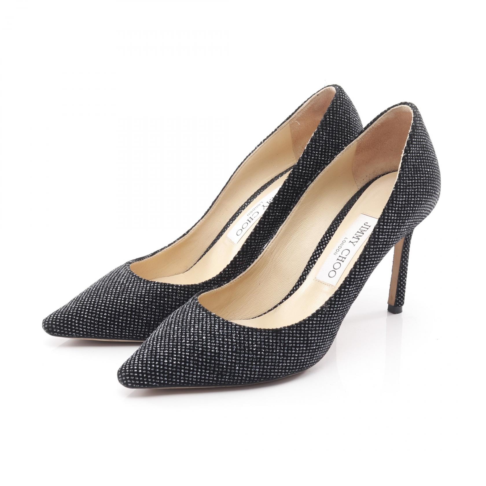 ジミーチュウ JIMMY CHOO パンプス 靴 ファブリック レディース ブラック系 / シルバー系 【中古】