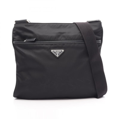 プラダ PRADA TESSUTO + SAFFI ショルダーバッグ バッグ ナイロン サフィアーノレザー メンズ レディース ブラック系 2VH053 【中古】