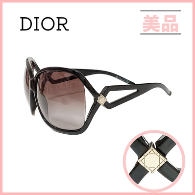 クリスチャンディオール サングラス ブラック カナージュ ゴールド レディース