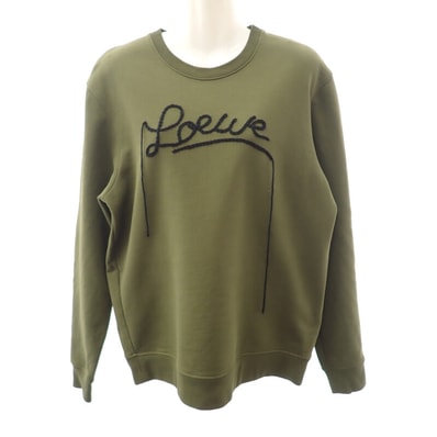 ロエベ LOEWE ロゴ シャツ 長袖 M H526Y24J06 スウェット コットン カーキ メンズ【中古】【Aランク】
