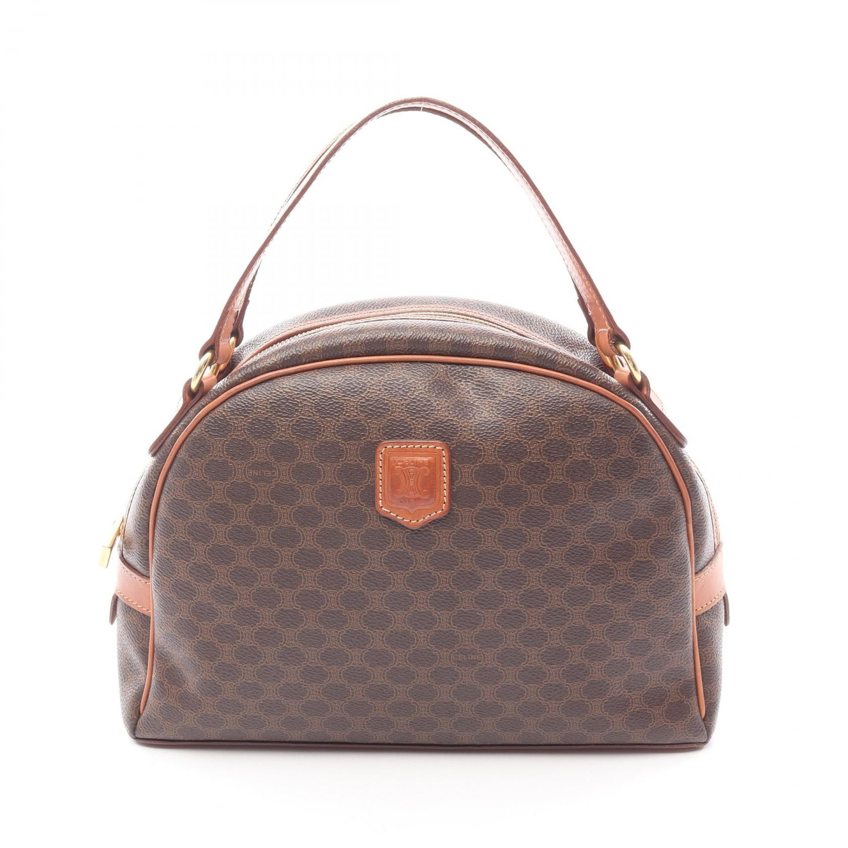 セリーヌ CELINE マカダム ハンドバッグ バッグ PVCコーティングキャンバス レザー レディース ブラウン系 【中古】