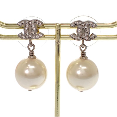 シャネル CC ココマーク ピアス メタル フェイクパール【中古】【ABランク】