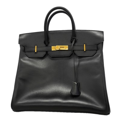 ★最終価格★SALE【6id5606】エルメス ハンドバッグ オータクロア32 ボックスカーフ ブラック ゴールド金具 □F刻印【中古】レディース