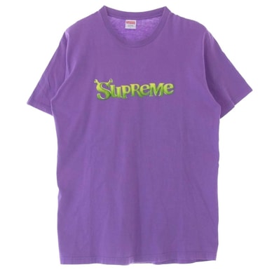 Supreme シュプリーム Tシャツ 21AW Shrek Tee シュレックロゴ 半袖 Tシャツ パープル系 L【中古】