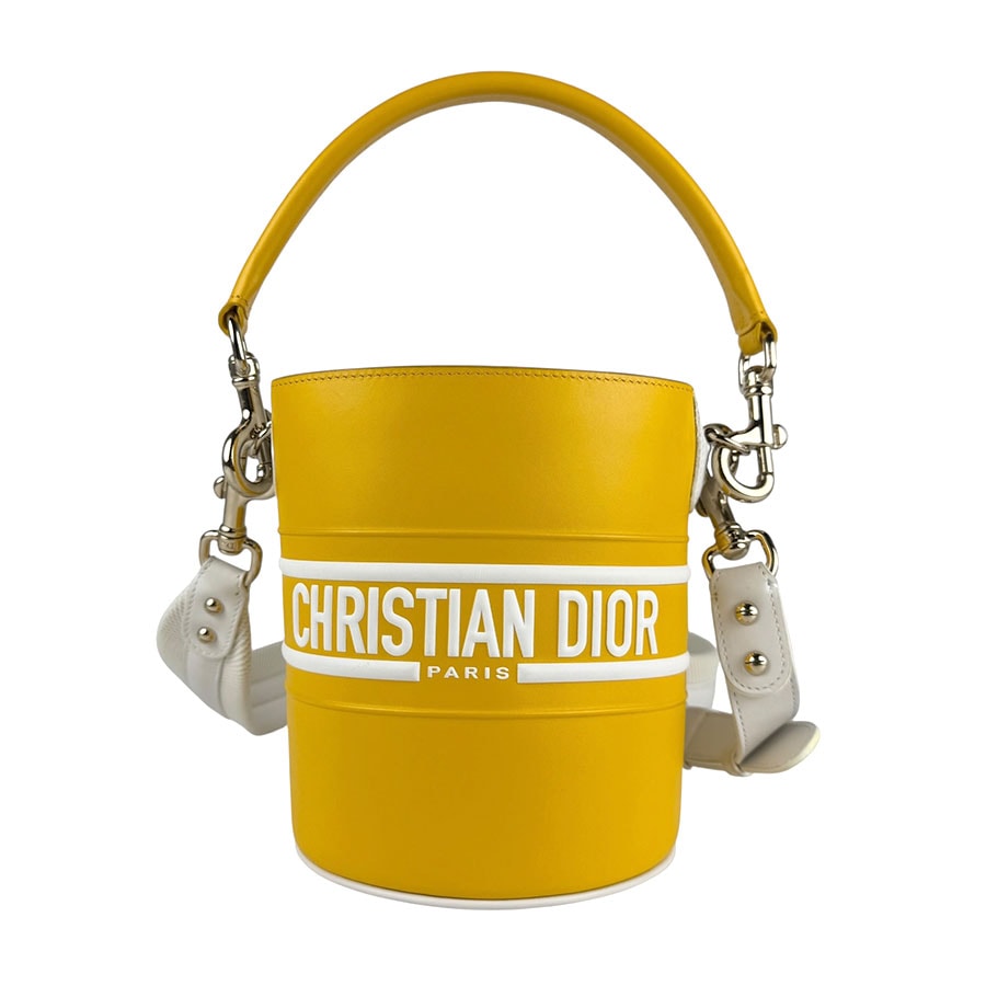 クリスチャンディオール Christian Dior ショルダーバッグ ハンドバッグ ヴァイブ バケット レザー イエロー×ホワイト レディース【中古】 z6652