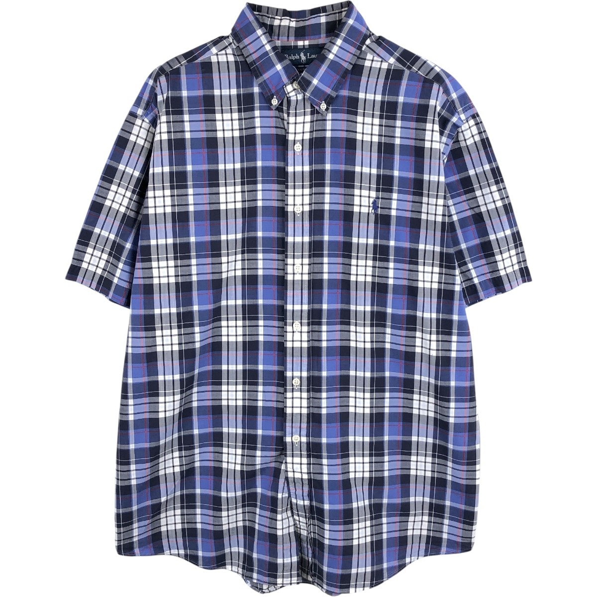 古着 ラルフローレン Ralph Lauren CUSTOM FIT 半袖 ボタンダウン チェックシャツ メンズXL相当/eaa665264