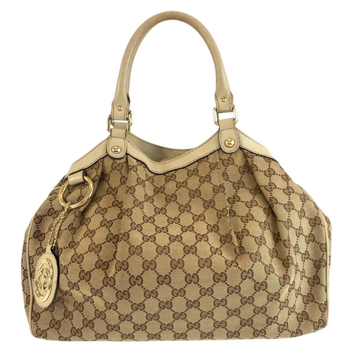 GUCCI グッチ スーキー ベージュ アイボリー ゴールド金具 GGキャンバス レザー/ トートバッグ ハンドバッグ 604291 【中古】