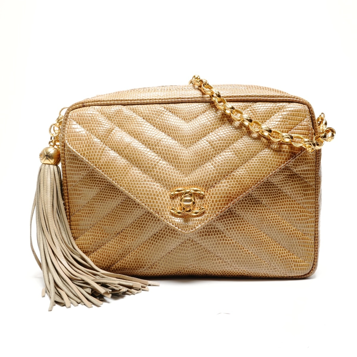 シャネル CHANEL シリアルなし リザードレザー ココマーク ショルダーバッグ【中古】