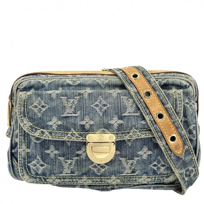 LOUIS VUITTON ルイヴィトン ウエストバッグ モノグラムデニム バムバッグ ボディバッグ 肩掛け 斜め掛け M95347 ブルー 青 ゴールド金具 レディース【中古品】