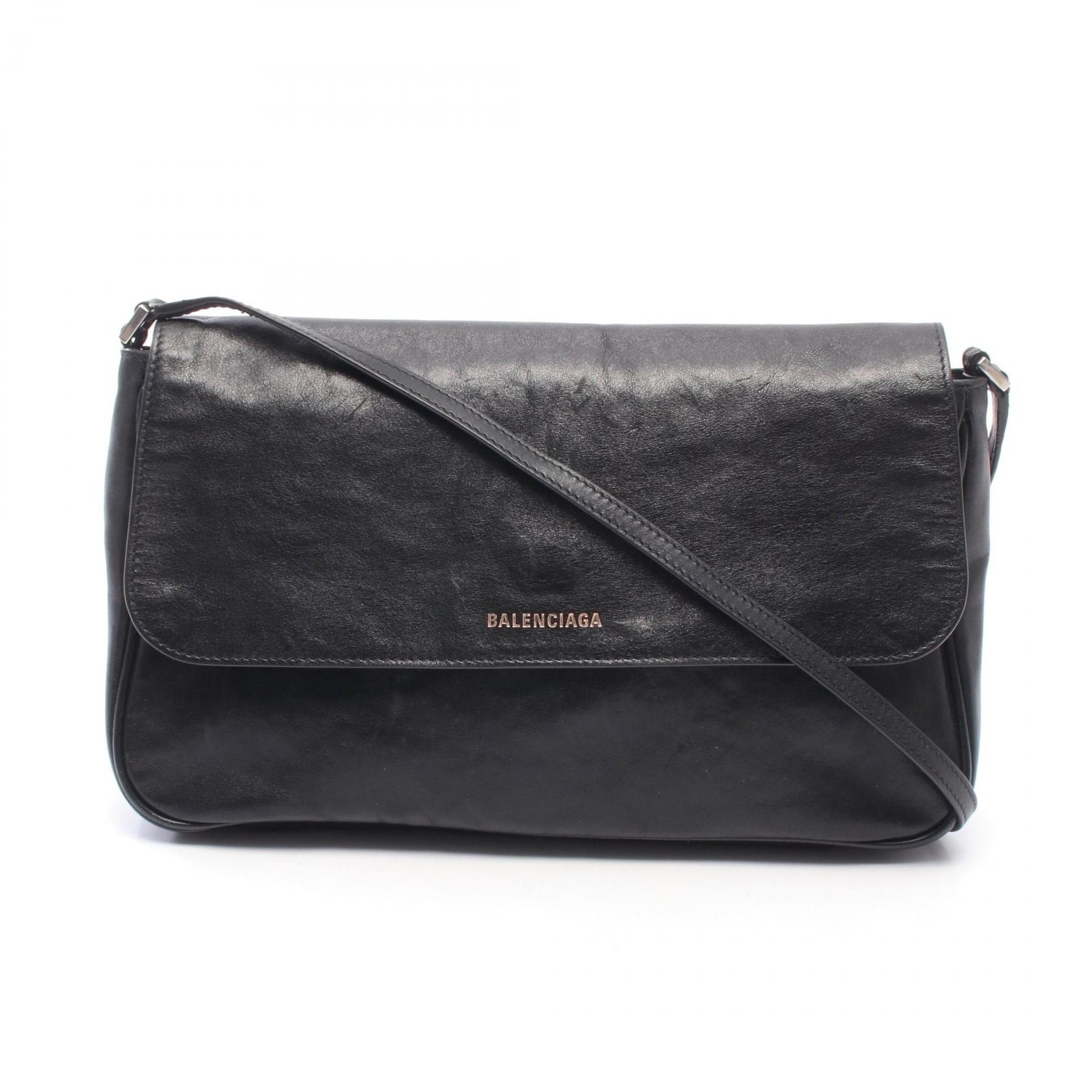 バレンシアガ BALENCIAGA GRUNGY MESSENGER ミディアム ショルダーバッグ バッグ レザー レディース ブラック系 【中古】