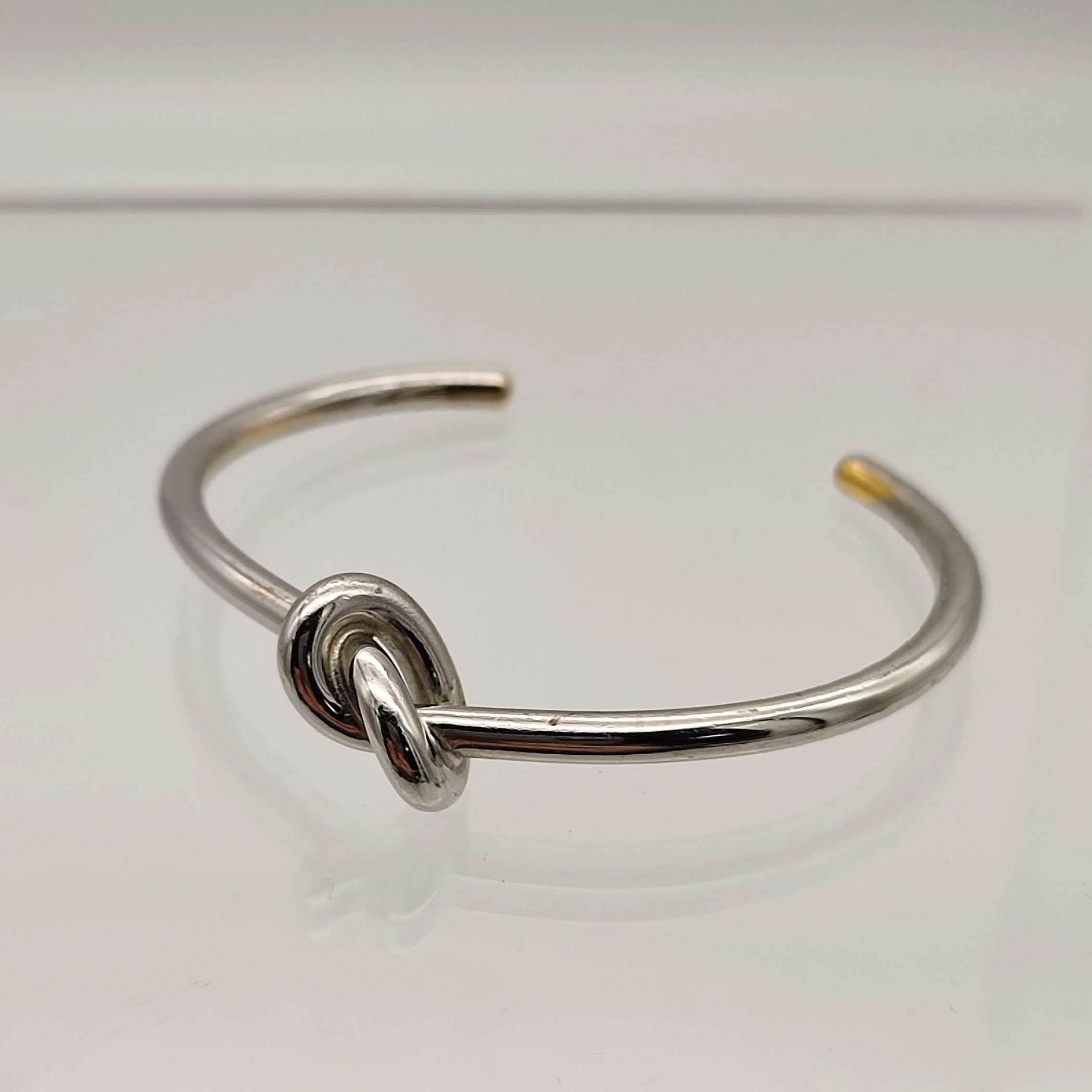 【美品】CELINE セリーヌ エクストラシン ノットブレスレット シルバー M