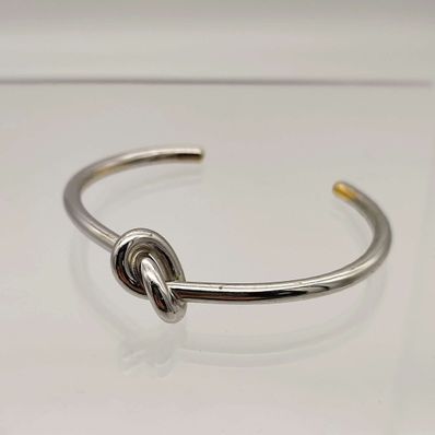 【美品】CELINE セリーヌ エクストラシン ノットブレスレット シルバー M