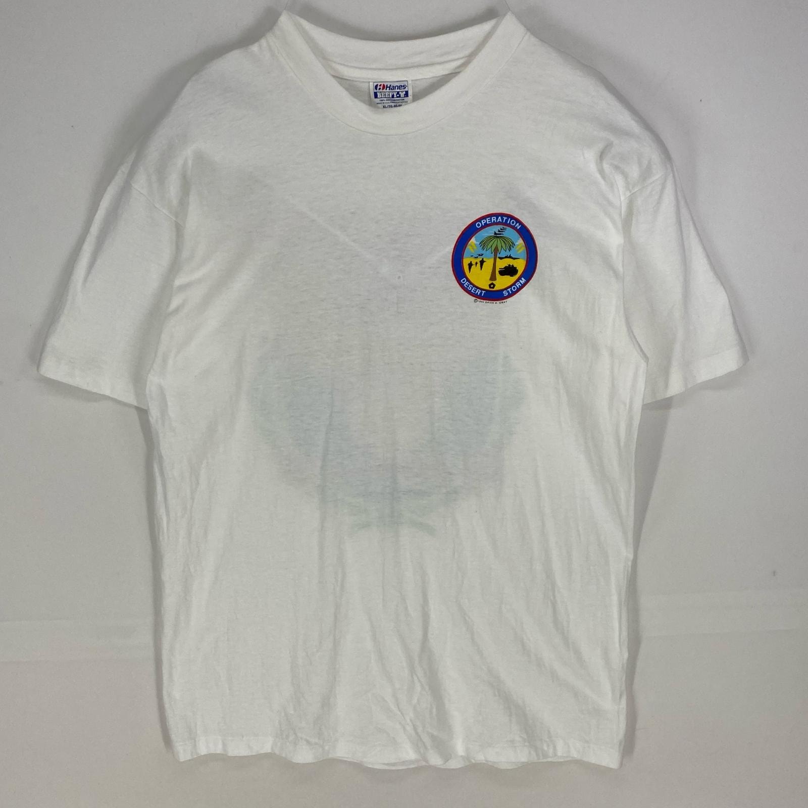 古着 90's/90年代 ヘインズ Hanes USA製 半袖Tシャツ シングルステッチ BEEFY ショートスリーブ XL  ホワイト系 両面プリント メンズ