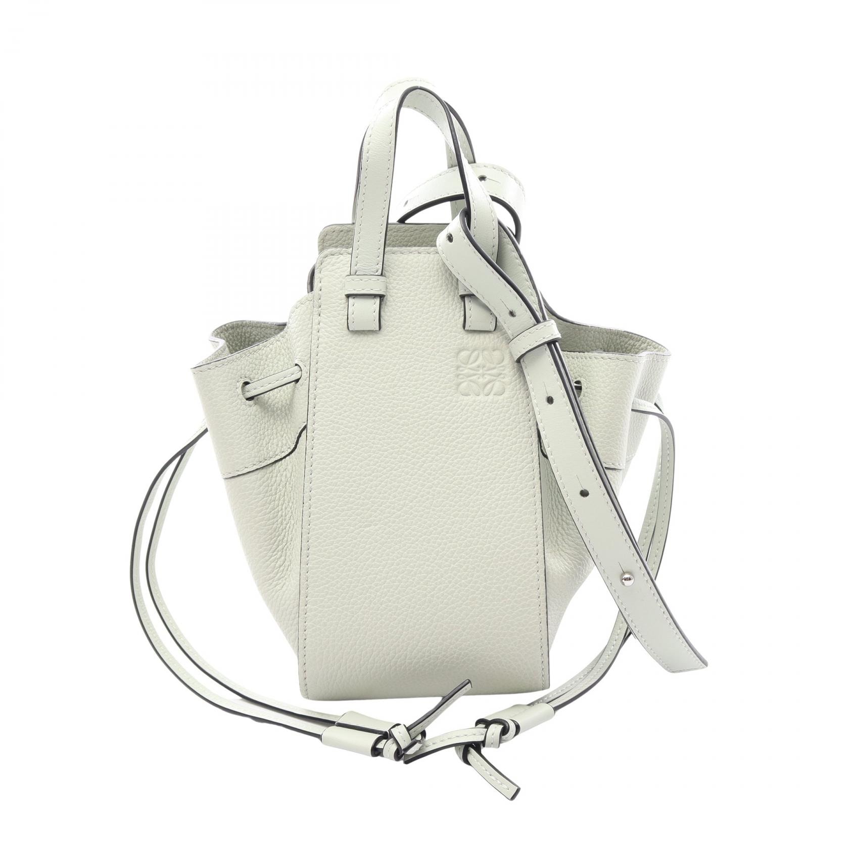 ロエベ LOEWE ハンモック ドローストリングバッグ ミニ 2WAY ハンドバッグ バッグ レザー レディース グリーン系 【中古】