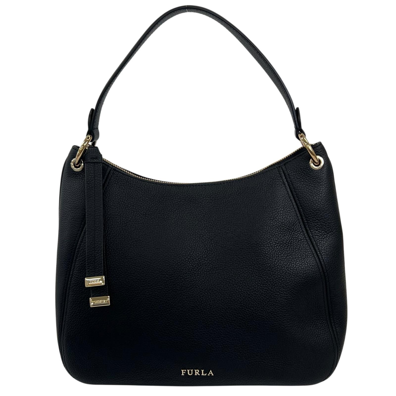 美品 Furla フルラ ショルダーバッグ レザー ブラック レディース【中古】