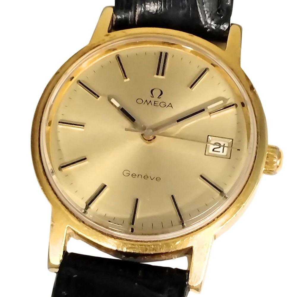 OMEGA オメガ ジュネーブ デイト 手巻き メンズ ベルト社外 腕時計 C870