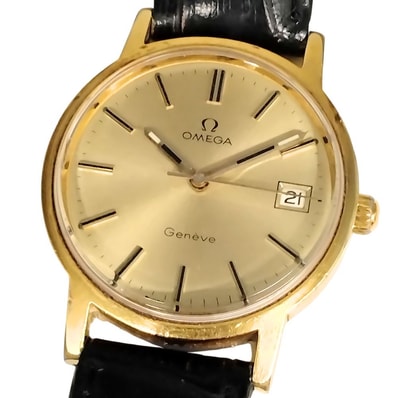 OMEGA オメガ ジュネーブ デイト 手巻き メンズ ベルト社外 腕時計 C870