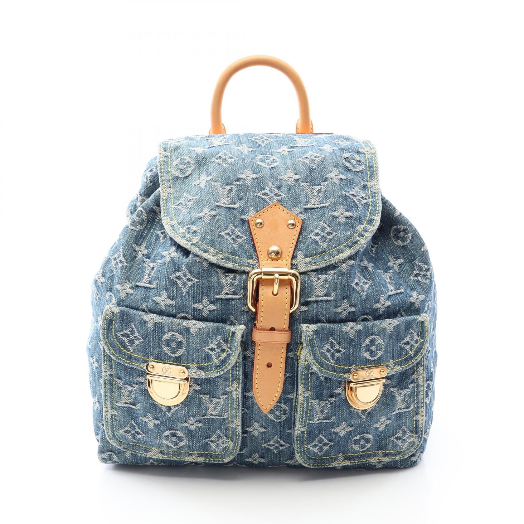 ルイ・ヴィトン LOUIS VUITTON サックアドGM リュックサック バックパック バッグ デニム レザー モノグラム・デニム レディース ブルー系 M95056 【中古】