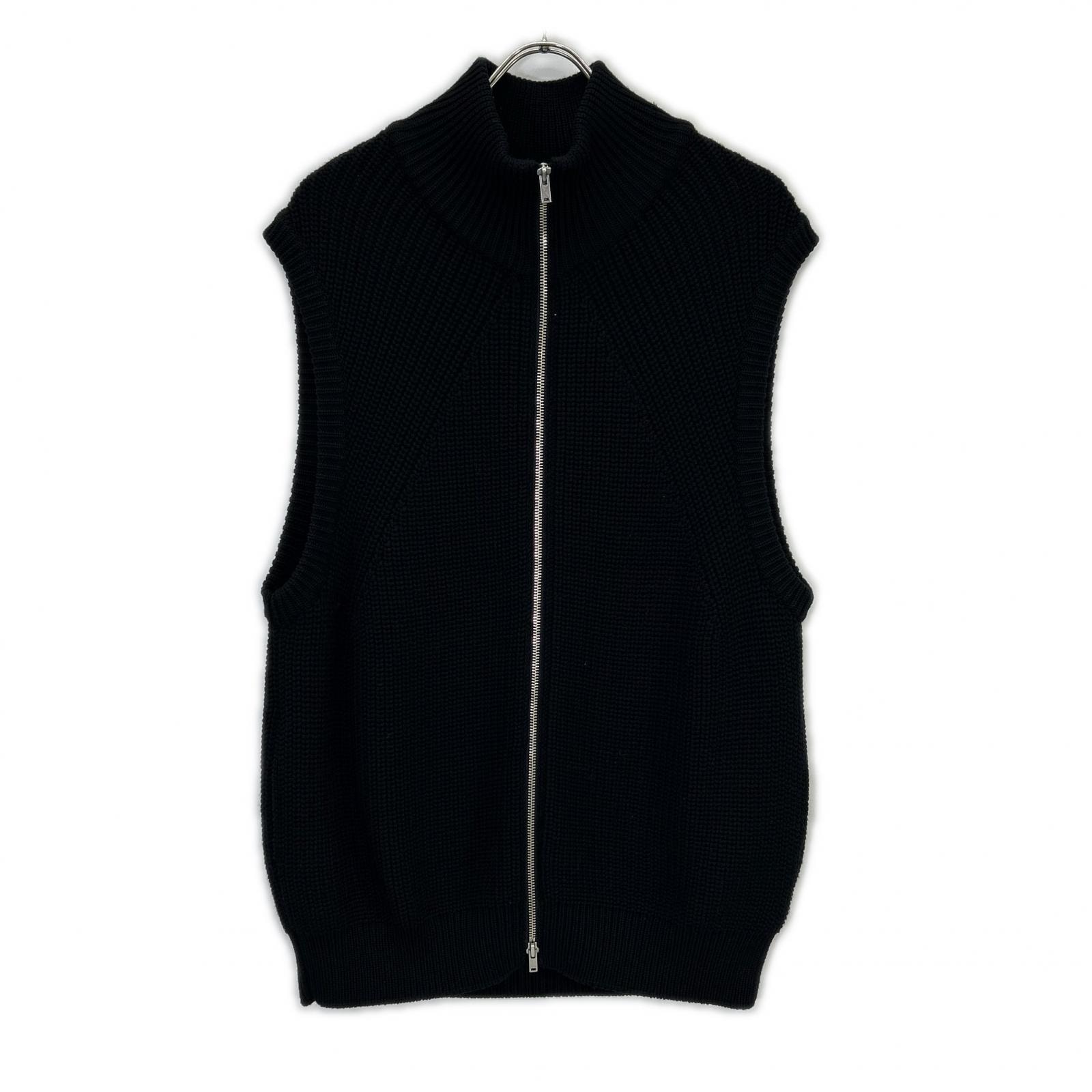 バトナー ×スティーブンアラン ブラック ウール ドライバーズ ニットベスト