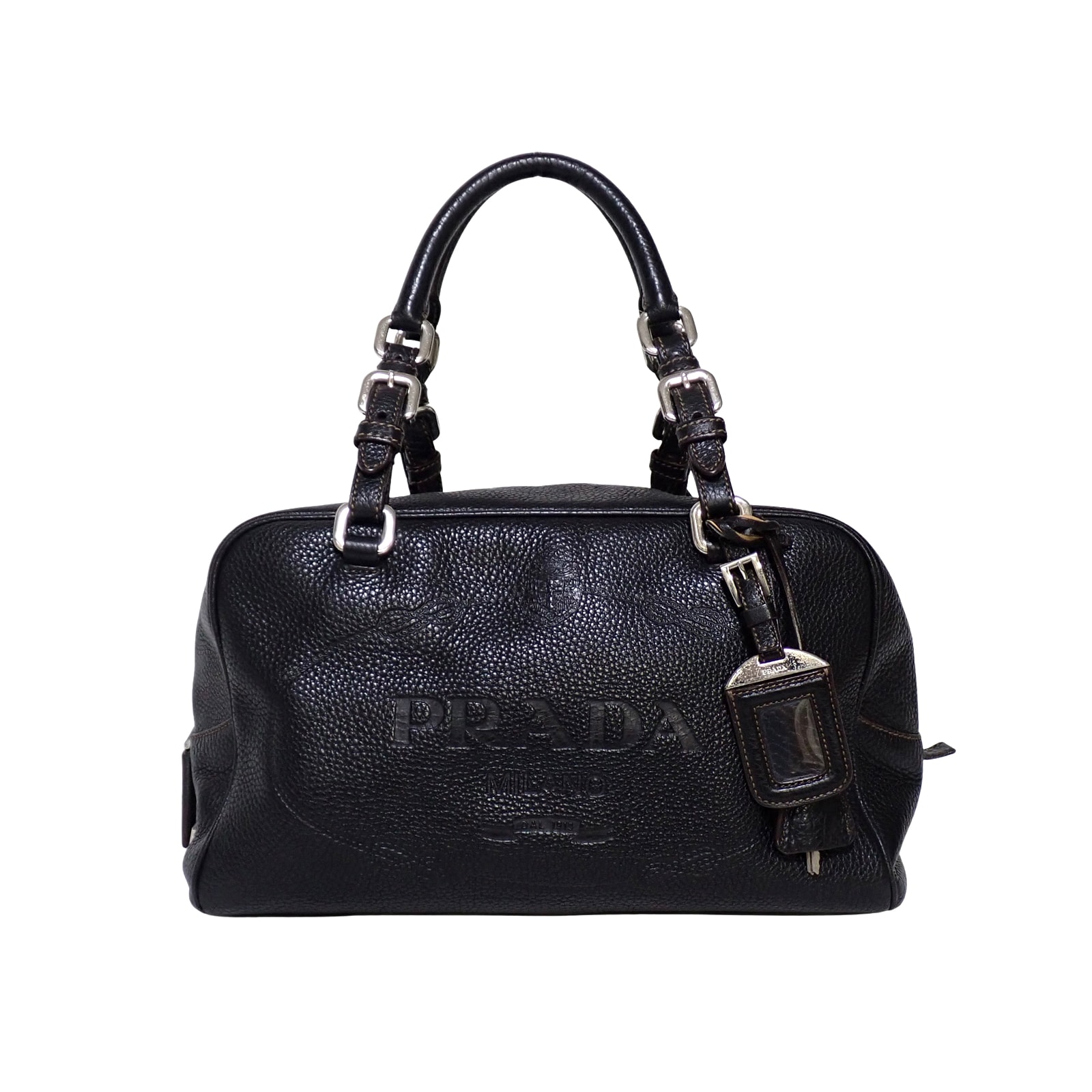 PRADA プラダ  ミニボストン レザー  BR3090  ヴィッテロダイノ  ブラック  レディース ハンドバッグ