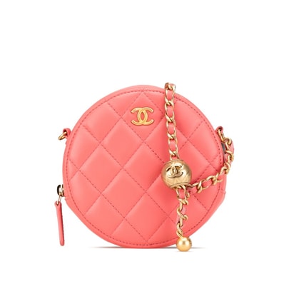 シャネル マトラッセ ココマーク ラウンド チェーン ショルダーバッグ ピンク ラムスキン レディース CHANEL 【中古】