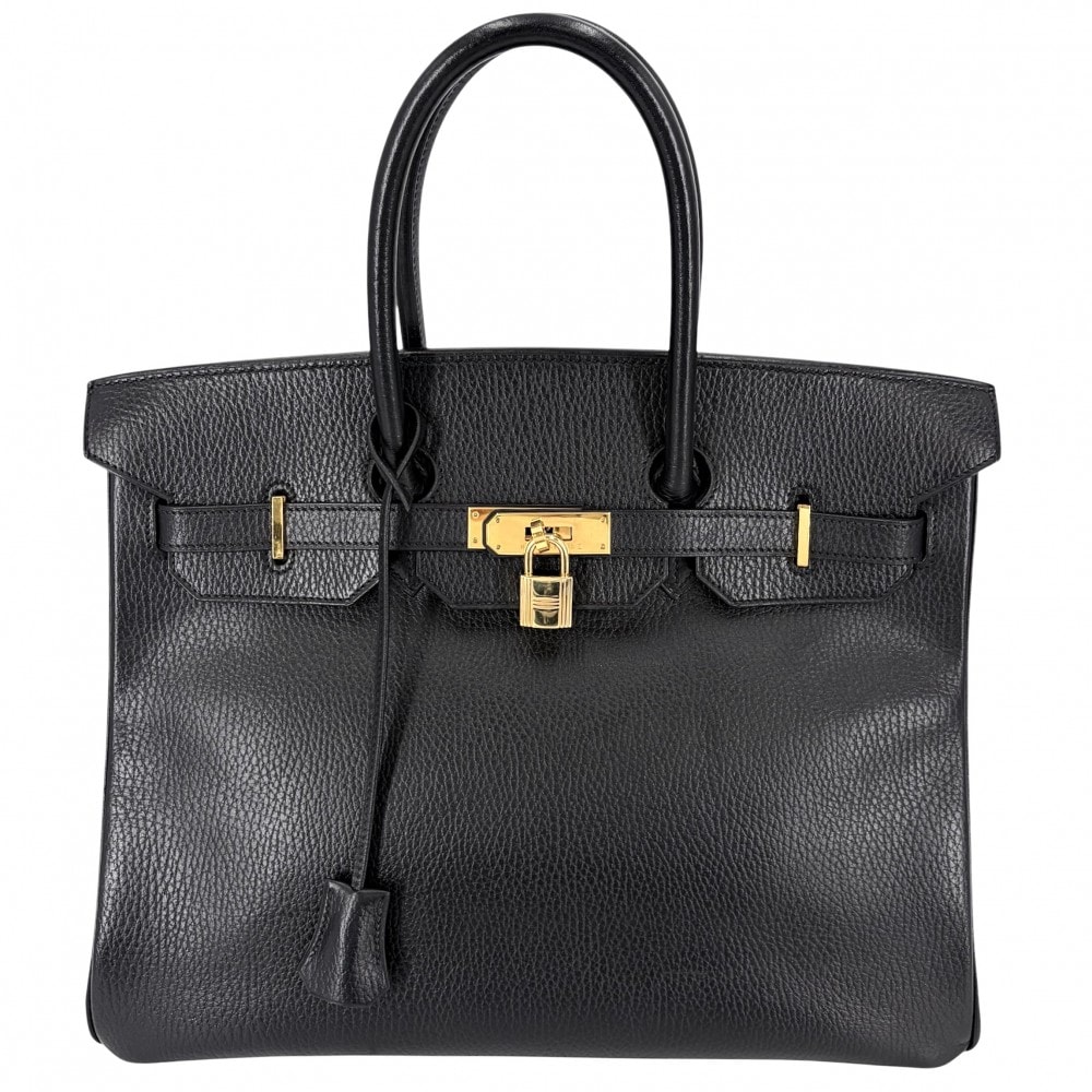 HERMES エルメス ハンドバッグ バーキン35 内縫い □C刻印 レザー ブラック 黒 ゴールド金具 レディース 1999年【中古品】