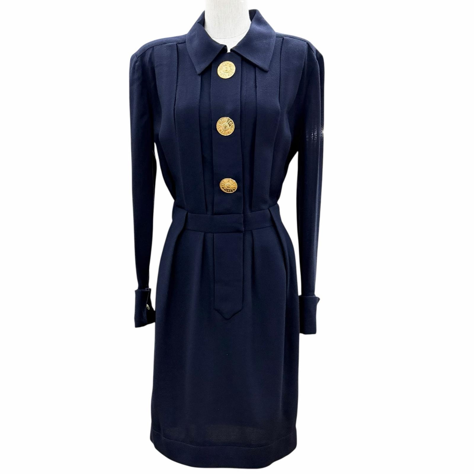 良品 シャネルブティック ワンピース ネイビー レディース 日本サイズM相当