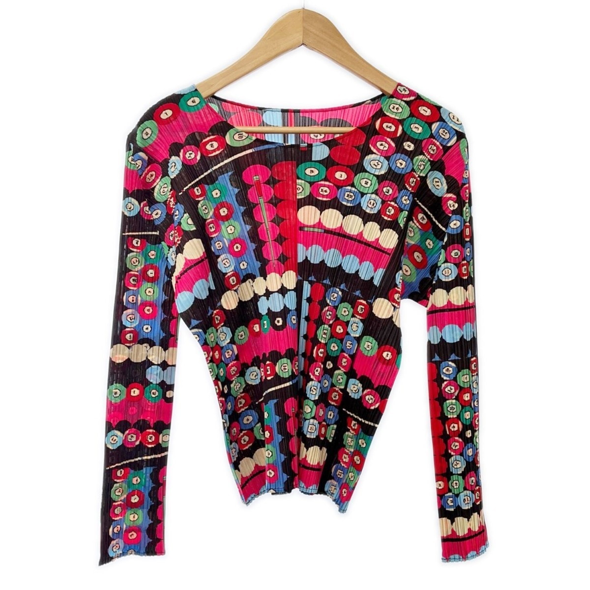 ISSEY MIYAKE イッセイミヤケ PLEATSPLEASE カットソー サイズ3 ビリヤード柄 トップス レディース PP73-JK671 ピンク