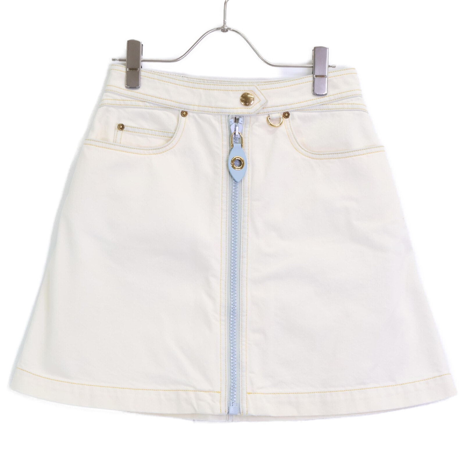 ルイヴィトン RW232D FPSK43 ホワイト デニム スカート 34