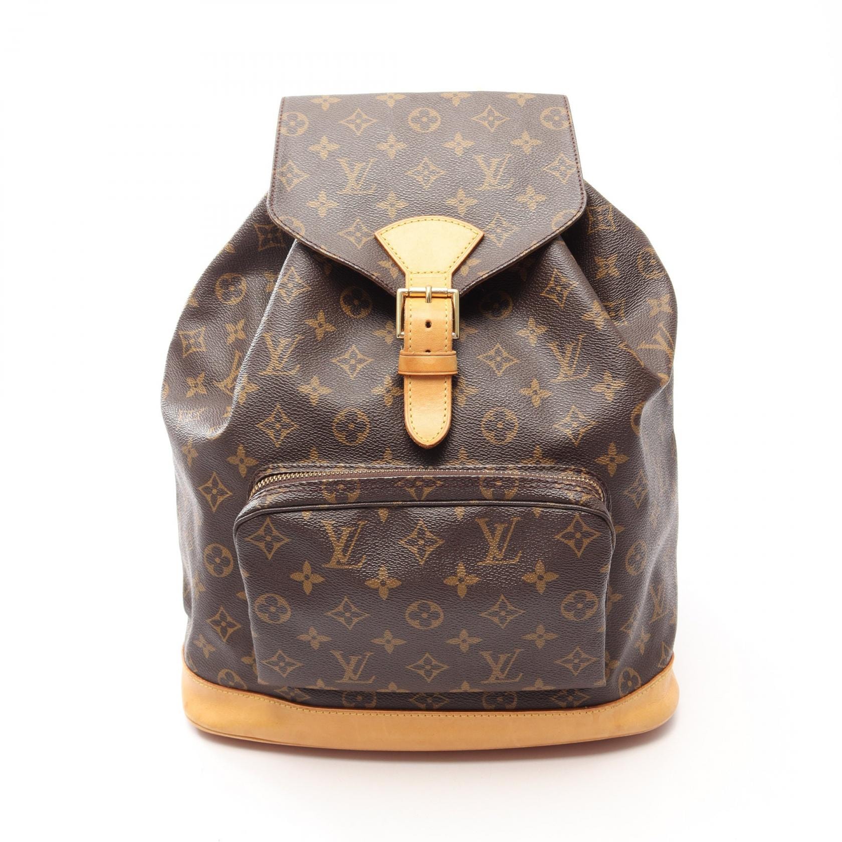 ルイ・ヴィトン LOUIS VUITTON モンスリGM モノグラム リュックサック バックパック バッグ PVCコーティングキャンバス レザー レディース ブラウン系 M51135 【中古】