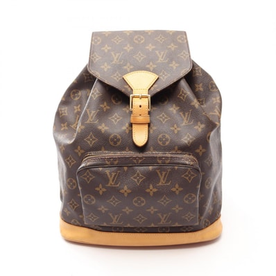 ルイ・ヴィトン LOUIS VUITTON モンスリGM モノグラム リュックサック バックパック バッグ PVCコーティングキャンバス レザー レディース ブラウン系 M51135 【中古】