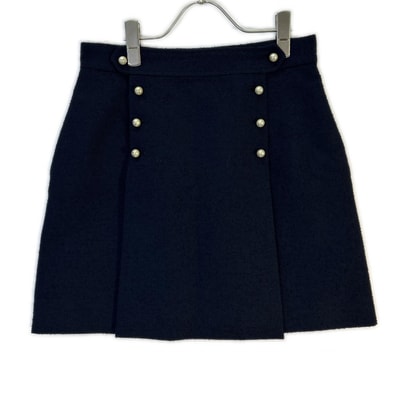 クリスチャンディオール 441J26A1761 ネイビー 24AW パールボタン リムーバブル セーラーパネル ミニスカート F38