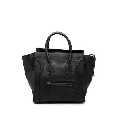 セリーヌ ラゲージ ミニ ハンドバッグ ブラック レザー レディース CELINE 【中古】