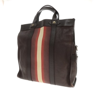 【中古】バリー BALLY レザー トートバッグ ダークブラウン【WxH40xD13.5】【メンズ】