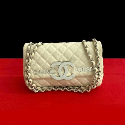 CHANEL シャネル クルーズコレクション マトラッセ ココマーク キャンバス ショルダーバッグ ホワイト
415-9