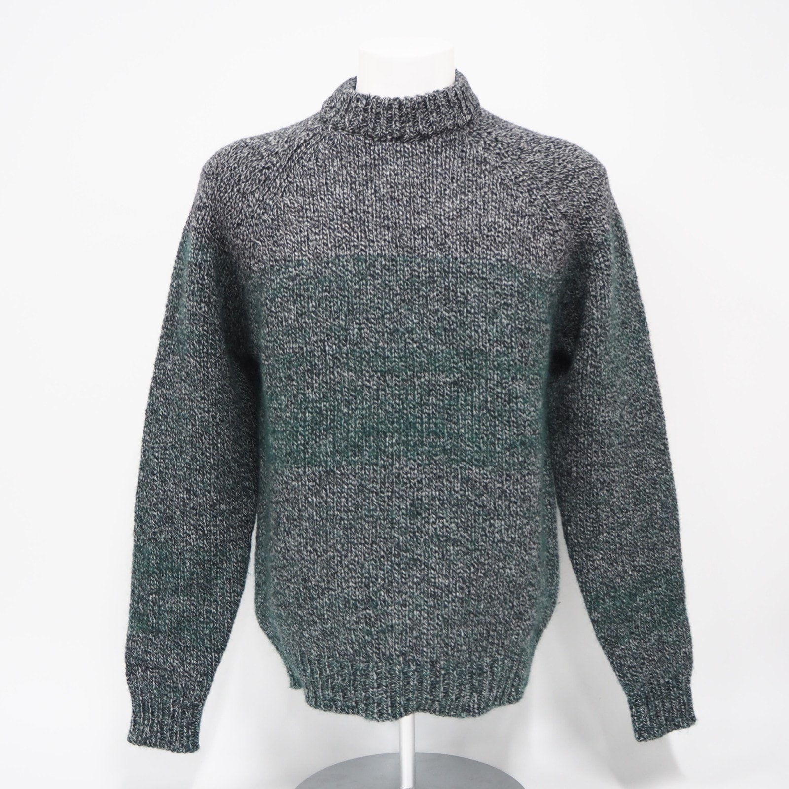 極美品 MARNI マルニ ローゲージウール モヘアメランジクルーネックニット S GCMG0077Q0 セーター グリーン ウール メンズ