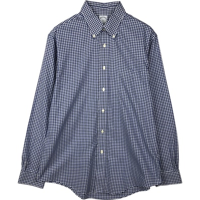 古着 ブルックスブラザーズ Brooks Brothers Est.1818 ギンガムチェック 長袖 ボタンダウンチェックシャツ メンズL相当/eaa642879