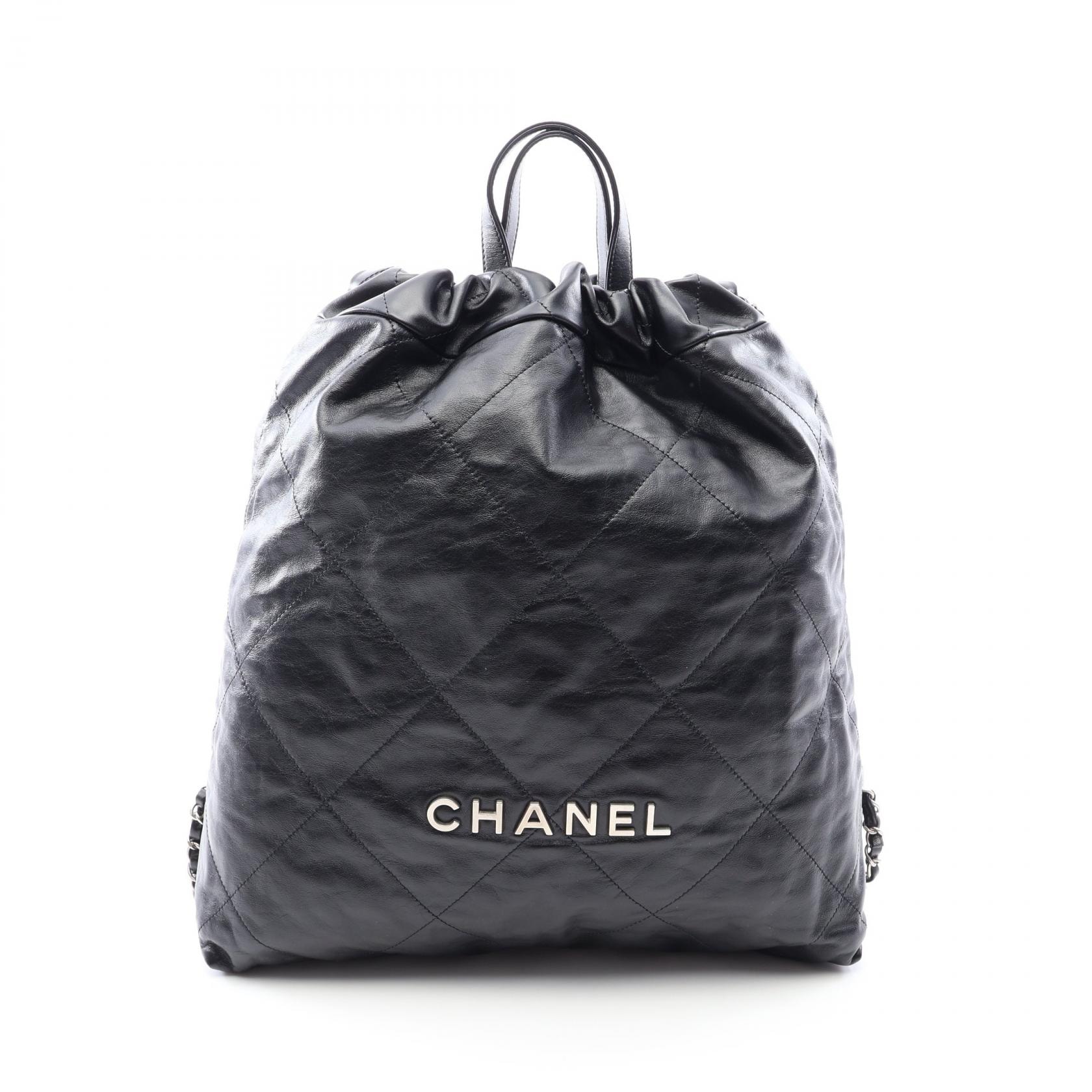 シャネル CHANEL シャネル 22 ラージ リュックサック バックパック バッグ レザー レディース ブラック系 【中古】