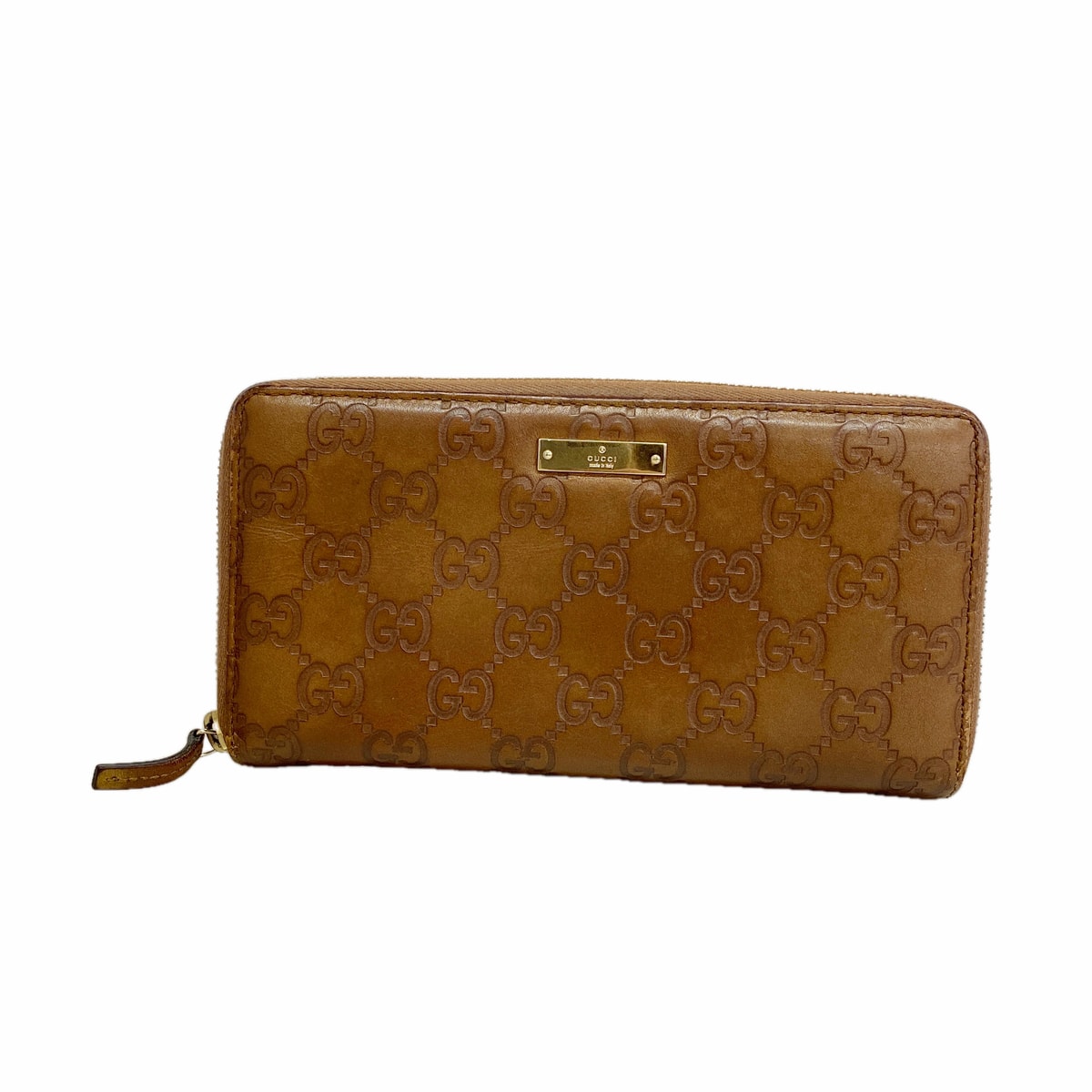 【6kd3740】グッチ 長財布 グッチシマ 112724 レザー ブラウン ゴールド金具【中古】レディース