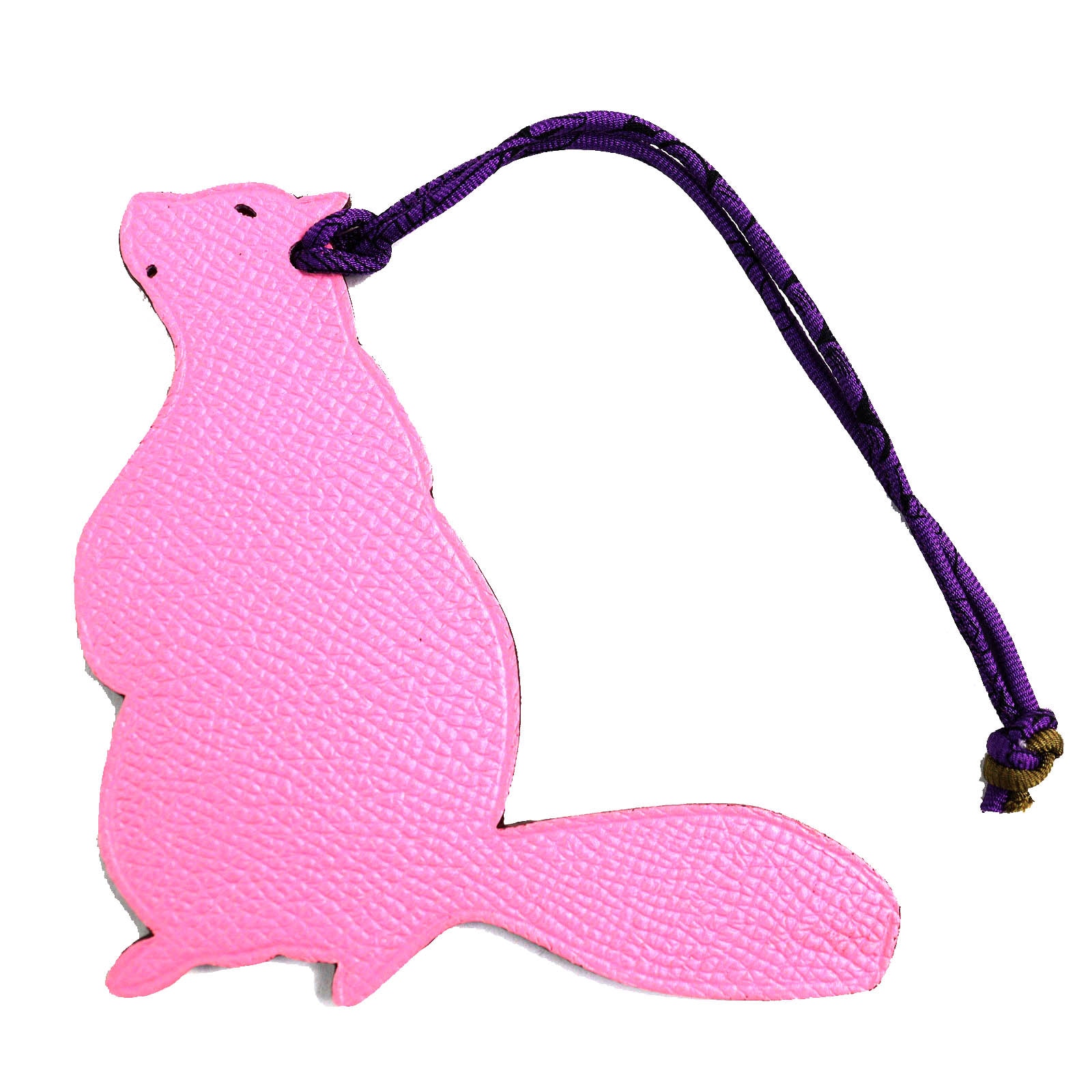 極美品 エルメス
 バッグチャーム プティアッシュ ビーバー ピンク/オレンジ レディース