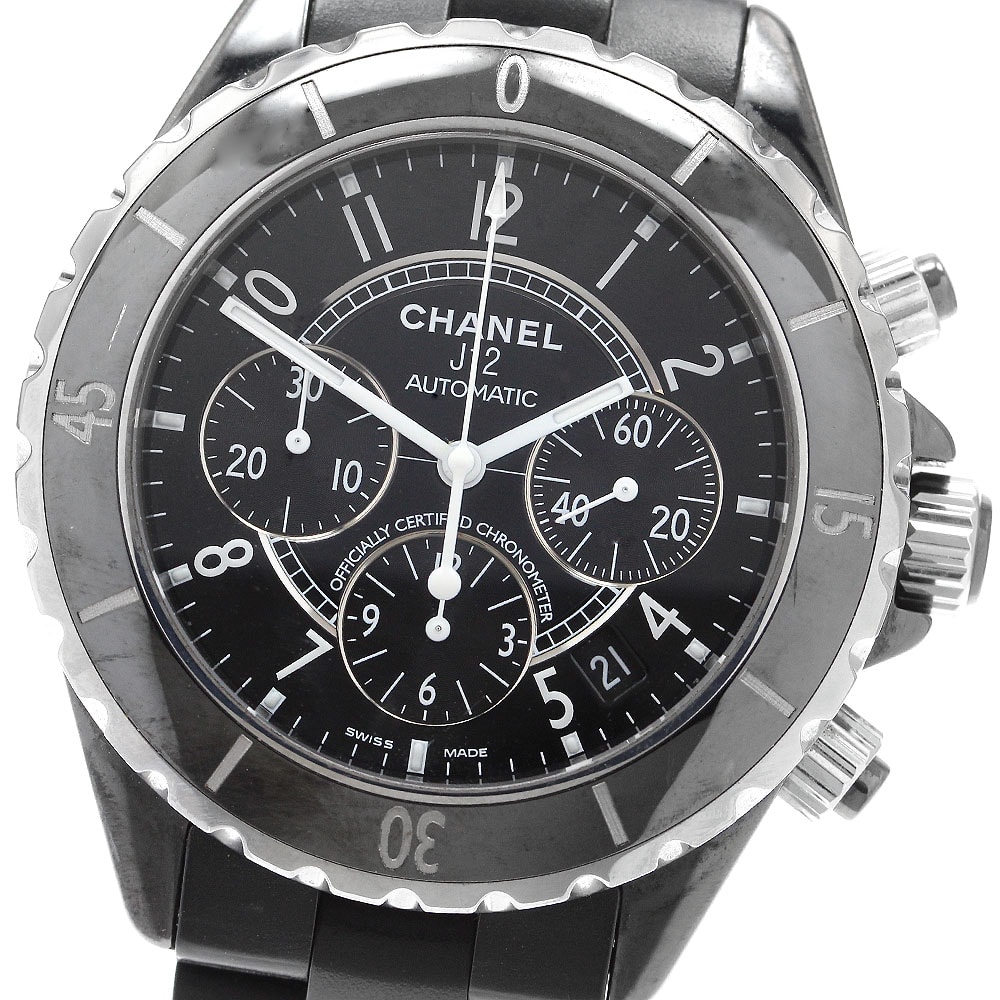シャネル J12 黒セラミック クロノグラフ H0939 メンズ 【中古】