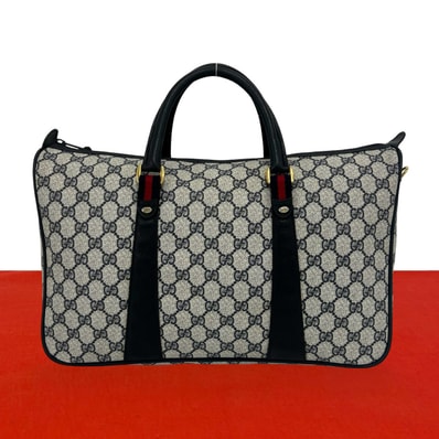 GUCCI グッチ シェリーライン GG ロゴ 柄 レザー PVC ハンドバッグ ネイビー
06889