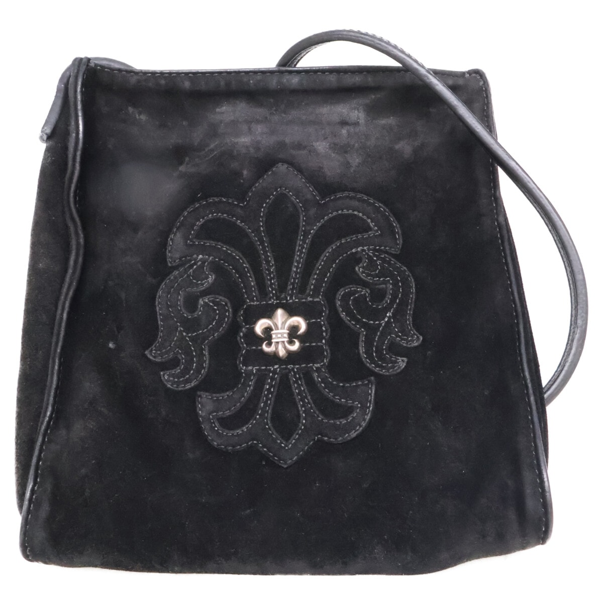 クロムハーツ BS Flare Square Pocket Suede Leather Shoulder Bag/スクエアポケット BSフレアパッチ スエード